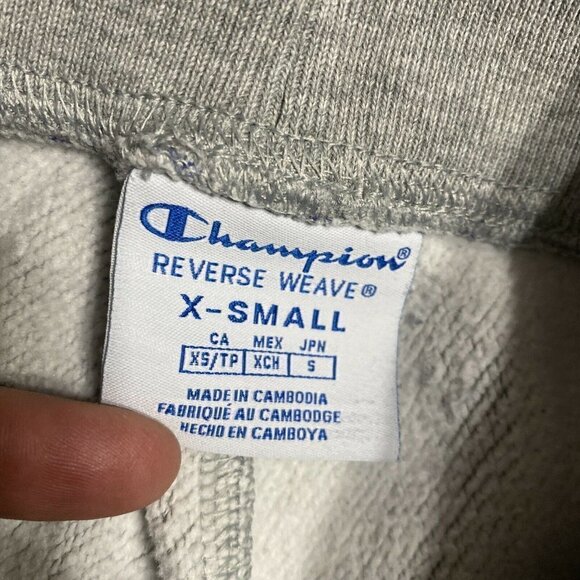 Champion Joggers Sweatpants Mens Size XS Grey Blue Block Letters 3 Pocket - Picture 7 of 8
